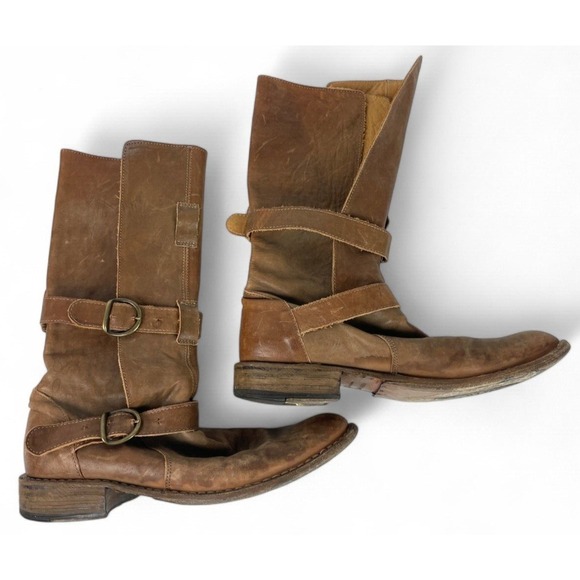 Fiorentini + Baker Eternity Engineer Moto Boots Womens 40 10 Brown Leather READ - Picture 2 of 8